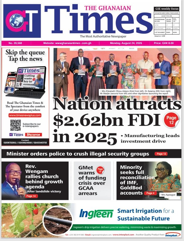 Ghanaian Times-Monday, August 24, 2026