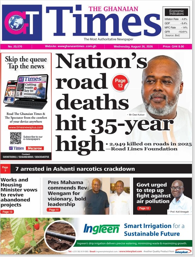 Ghanaian Times-Wednesday, August 26, 2026