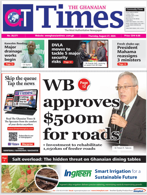 Ghanaian Times-Thursday, August 27, 2026