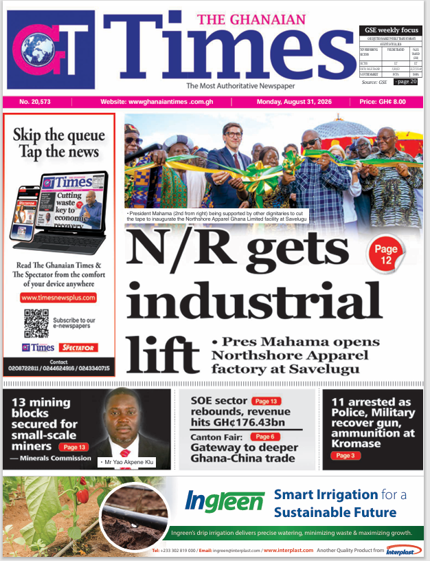 Ghanaian Times-Monday, August 31, 2026