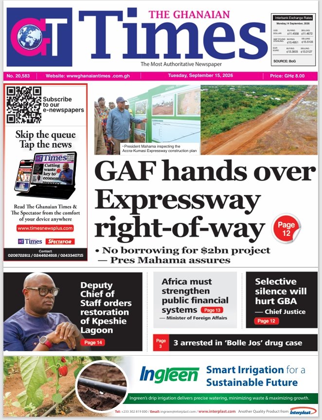 Ghanaian Times Tuesday, September 15, 2026
