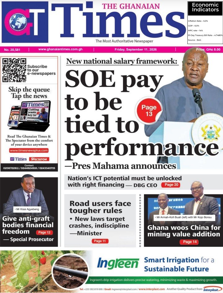 Ghanaian Times Friday, September 11, 2026