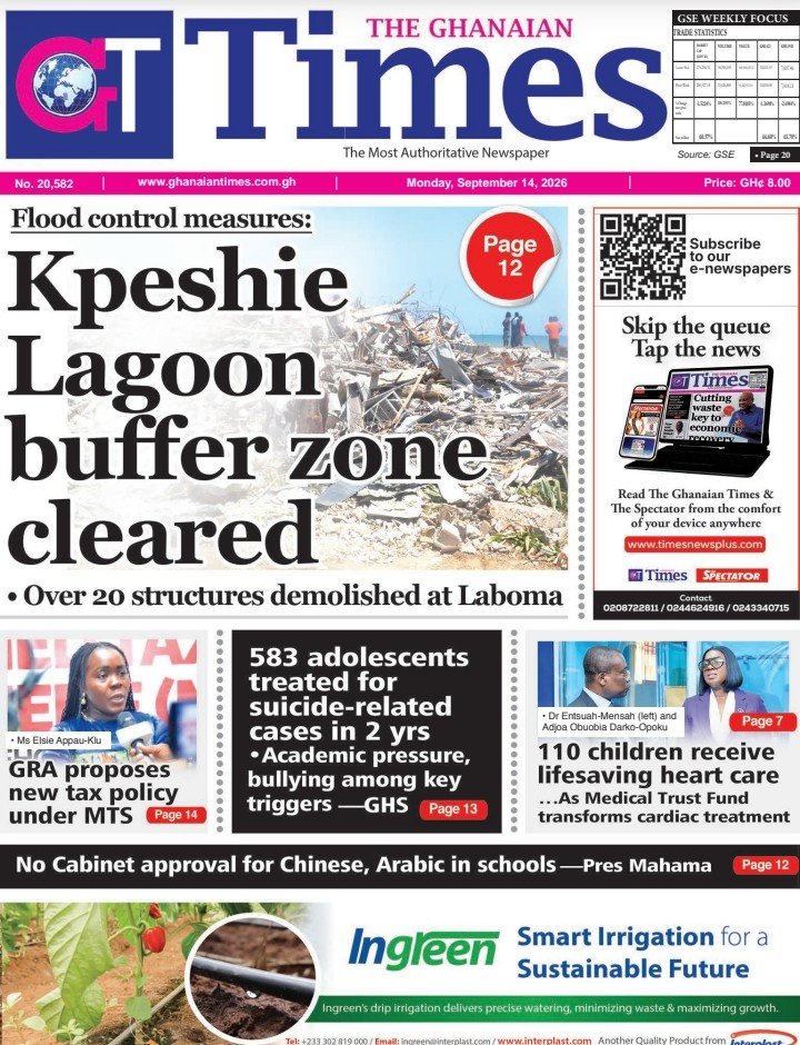 Ghanaian Times Monday, September 14, 2026
