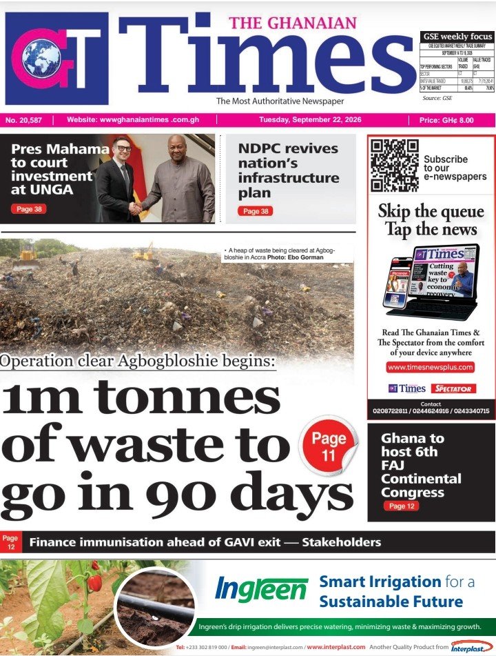 Ghanaian Times Tuesday, September 22, 2026