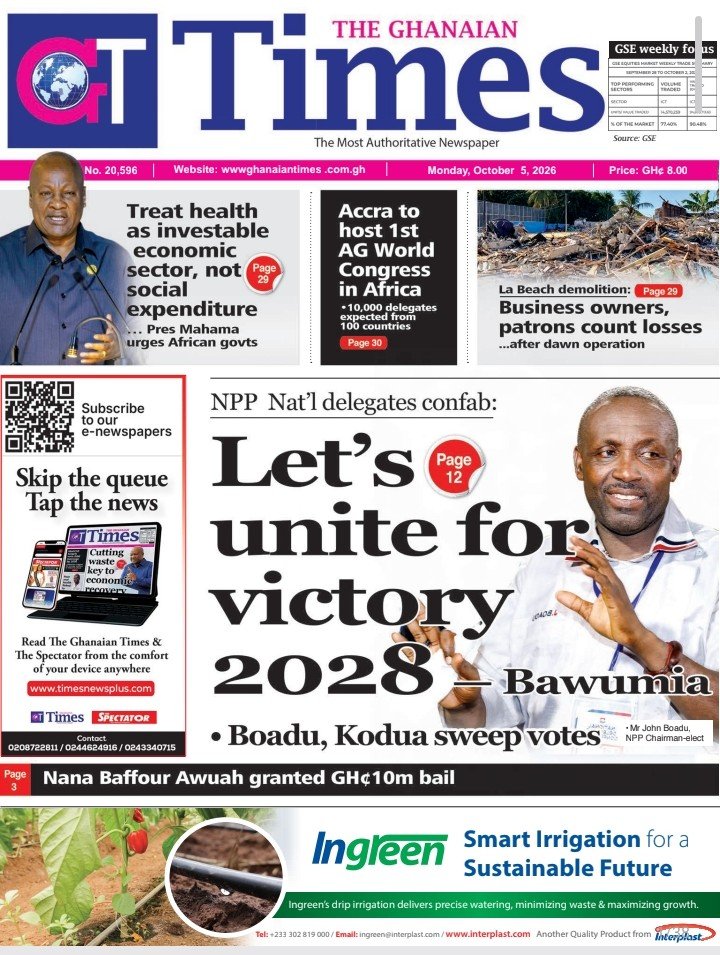 Ghanaian Times-Monday, October 05, 2026