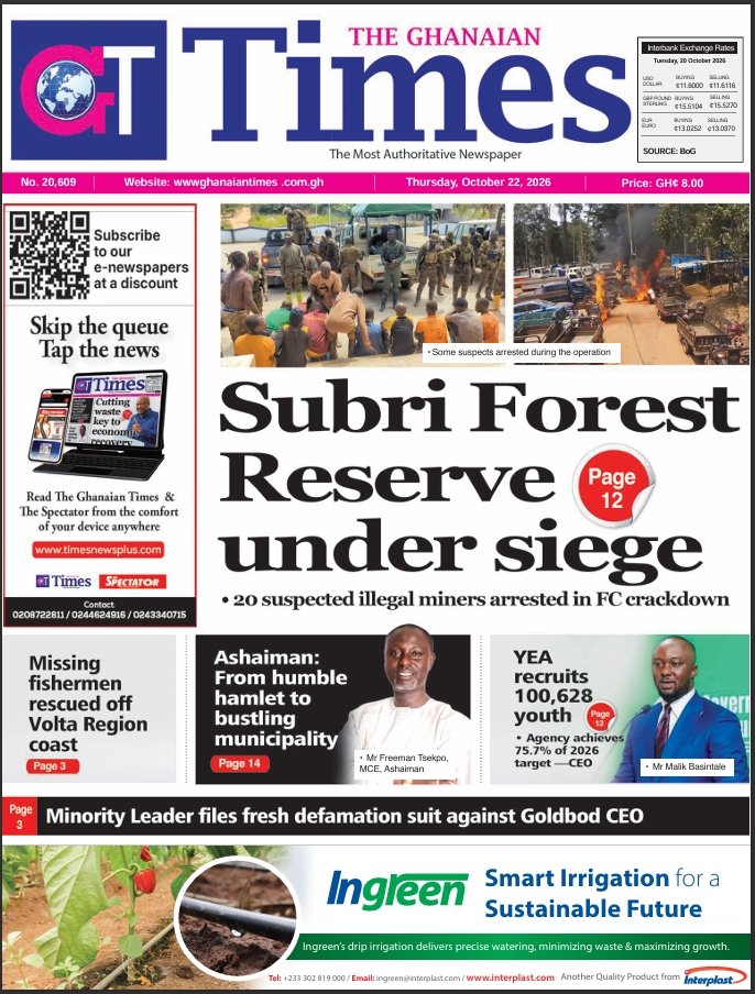 Ghanaian Times-Thursday, October 22, 2026